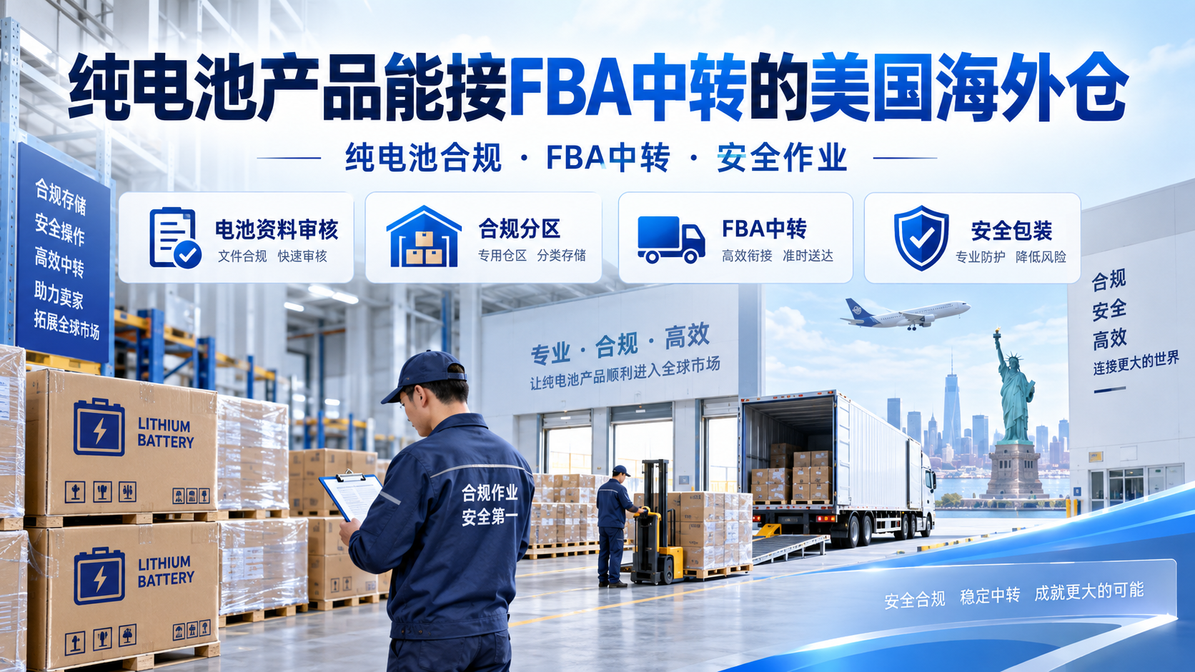 纯电池产品能接FBA中转的美国海外仓