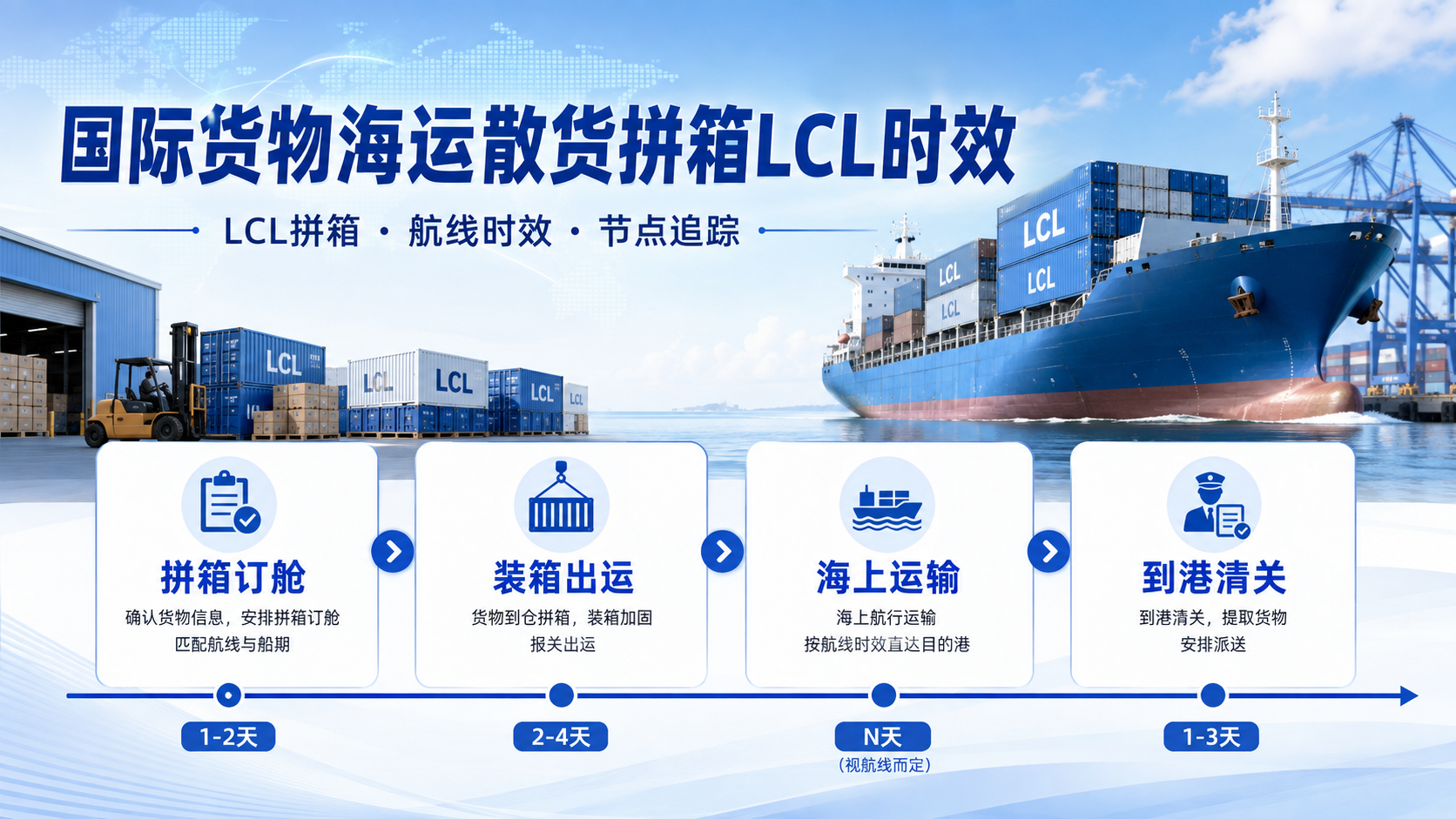 国际货物海运散货拼箱LCL时效