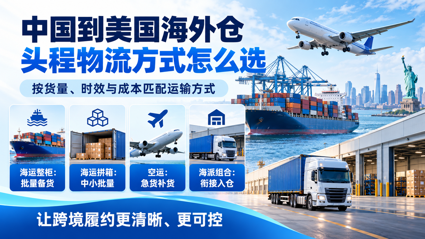 中国到美国海外仓头程物流方式怎么选