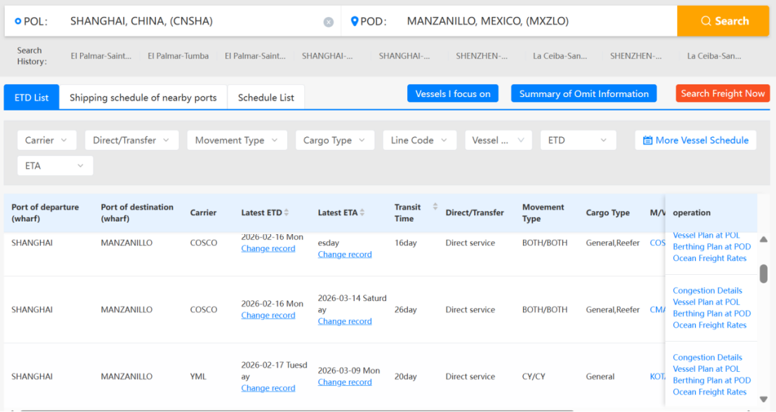 transit time china to mexico