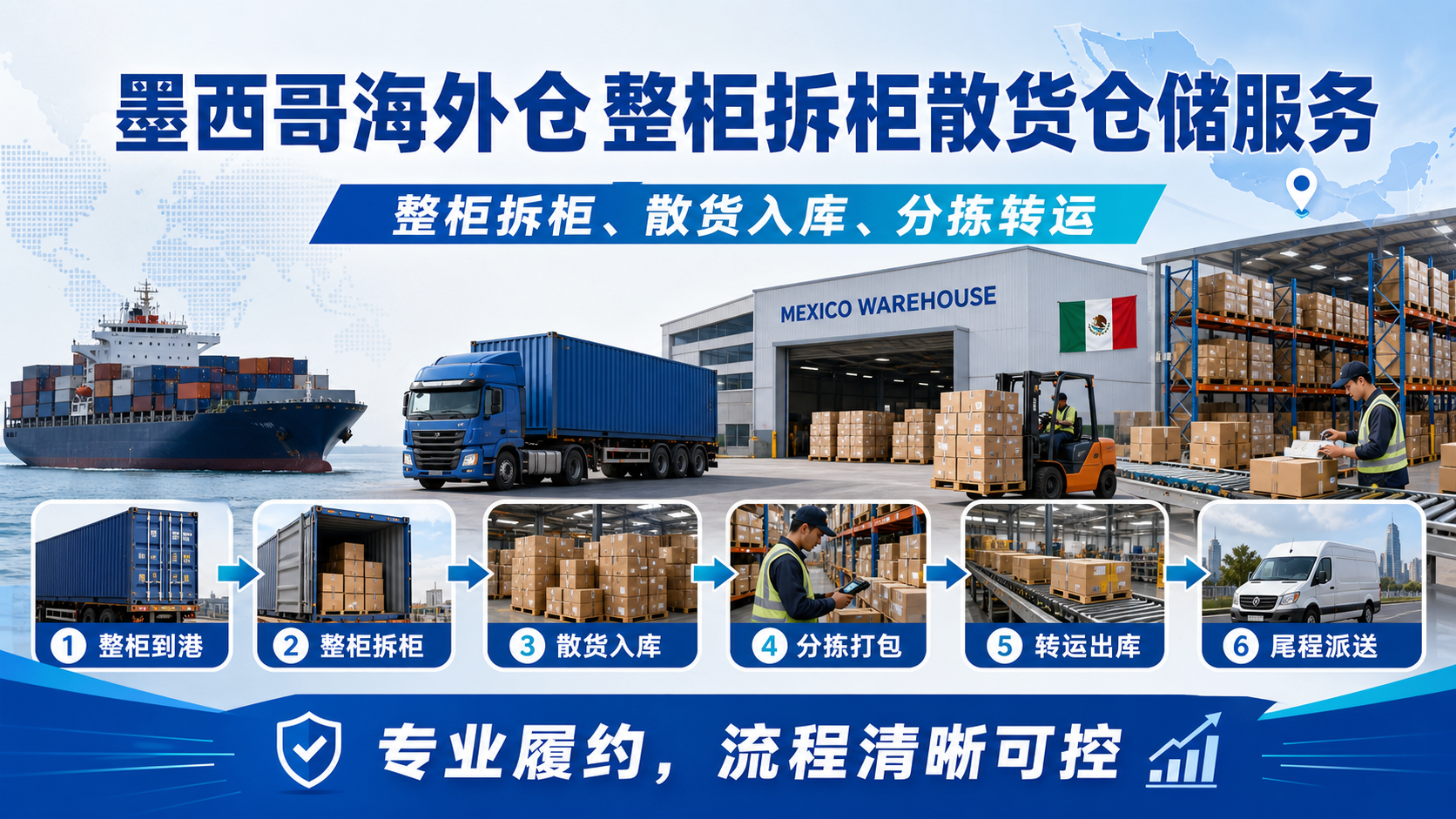 墨西哥海外仓整柜拆柜散货仓储服务